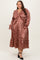 Taupe/Rust Satin Leopard Tiered Side Pocket Plus Maxi Dress