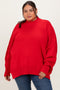 Red Mock Neck Exposed Seam Sweater