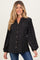 Black Polka Dot Long Sleeve Button Down V-Neck Maternity Top