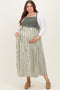 Olive Striped Colorblock Denim Contrast Maternity Plus Maxi Dress