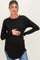 Black Solid Ribbed Long Sleeve Maternity Tunic Top