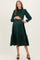 Forest Green Mock Neck Satin Smocked Chest Maternity Dress