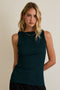 Forest Green Glitter Ruched Sleeveless Top