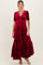Burgundy Velvet Floral Button Down Maternity Maxi Dress