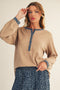 Mocha Rib Knit Casual Henley Top