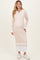 Cream Ribbed Knit Colorblock Polo Maternity Maxi Dress