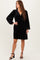 Black Velvet Button Up V-Neck Dress