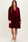 Burgundy Velvet Button Up V-Neck Dress