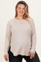 Cream Baby Waffle Knit Long Sleeve Maternity Plus Top
