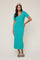 Aqua Knit Contrast Stitch Detail Midi Dress
