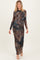Brown Mesh Multicolor Brush Stroke Print Maternity Maxi Dress