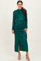 Green Sequin Long Sleeve Mock Neck Maxi Dress