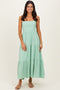 Sage Green Tiered Cutout Tie Back Midi Dress