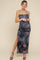 Charcoal Printed Mesh Ruched Sleeveless Maternity Maxi Dress