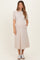 Beige Puff Sleeve Maternity Midi Dress