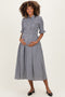 Black Gingham Smocked Button Down Maternity Midi Dress