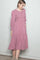 Mauve Textured Stripe Smocked Midi Dress