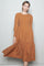 Copper Textured Stripe Smocked Midi Dress