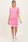 Pink Ribbed Knit Ruffle Trim Maternity Mini Dress
