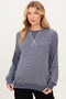 Navy Striped Crew Neck Pullover Maternity Top