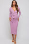 Plum Ribbed Long Sleeve Maternity Wrap Dress