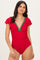 Red Crochet Accent One Piece Swimsuit