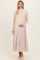 Light Beige Knit Contrast Top Satin Maternity Midi Dress