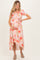 Peach Floral Print Short Sleeve Hi-Low Maternity Wrap Dress
