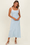 Light Blue Knit Contrast Shoulder Tie Dress