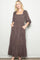 Chestnut Brown Floral 3/4 Sleeve Maxi Dress