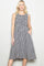 Black Gingham Smocked Sleeveless Midi Dress