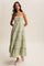 Sage Embroidered Ruffle Tiered Maxi Dress
