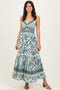 Ivory Floral Twisted Front Lace Detail Maxi Dress