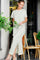 Sage Striped Side Slit Maxi Dress