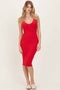 Red Ribbed Knit V-Neck Tank Dress