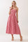 Red Gingham Smocked Shoulder Tie Midi Dress