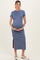 Dark Blue Gathered Waist Maternity Midi Dress