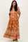 Amber Damask Print Short Sleeve Maternity Maxi Dress