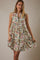 Multicolor Leaf Print Sleeveless Tiered Dress