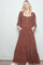 Mahogany Floral Smocked Button Accent Maxi Dress