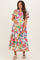 Cream Boho Print Lace Trim Tiered Maternity Midi Dress