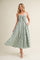 Basil Gingham Tie Front Racerback Midi Dress
