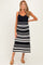 Navy Sleeveless Striped Crochet Maternity Dress