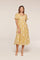 Saffron Yellow Embroidered Floral Tiered Midi Dress