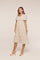 Cream Floral Chiffon Smocked Midi Dress