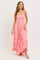 Pink Halter Smocked Ruffle Tier Hem Maxi Dress