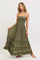 Olive Halter Smocked Ruffle Tier Hem Maxi Dress