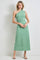 Green Striped One Shoulder Midi Dress