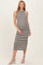Olive Cream Striped Maternity Midi Dress