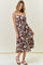 Brown Printed Button Down Sleeveless Midi Dress
